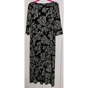 VTG 90’s Y2K Coldwater Creek Floral Maxi Dress Slinky Knit Stretch SS Sz XL
